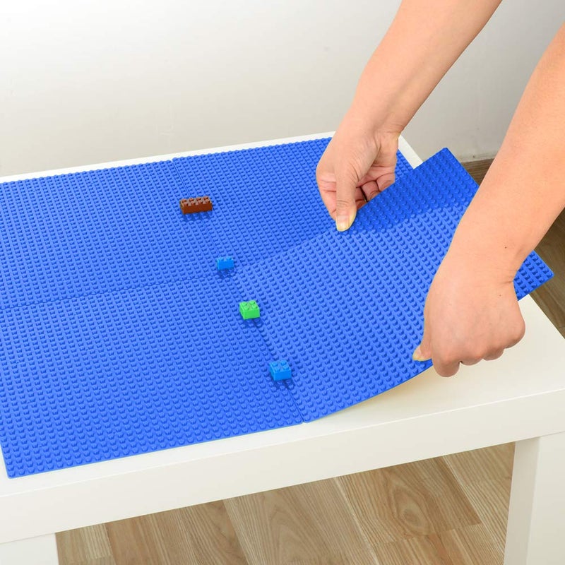 Mimax Peel-and-Stick Baseplates - Self Adhesive Building Brick Plates - Compatible with All Major Brands - 4 Pack - 10 inch x 10 inch (Blue) - Image 4